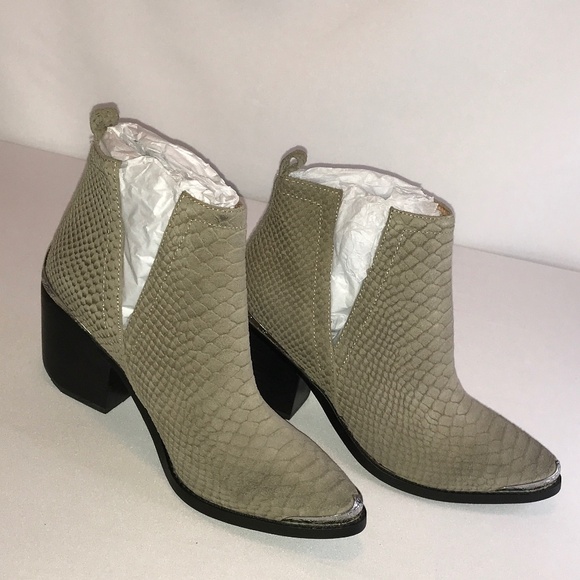 JEFFREY CAMPBELL CROMWELL KHAKI SNAKE ANKLE BOOTS - Picture 4 of 6